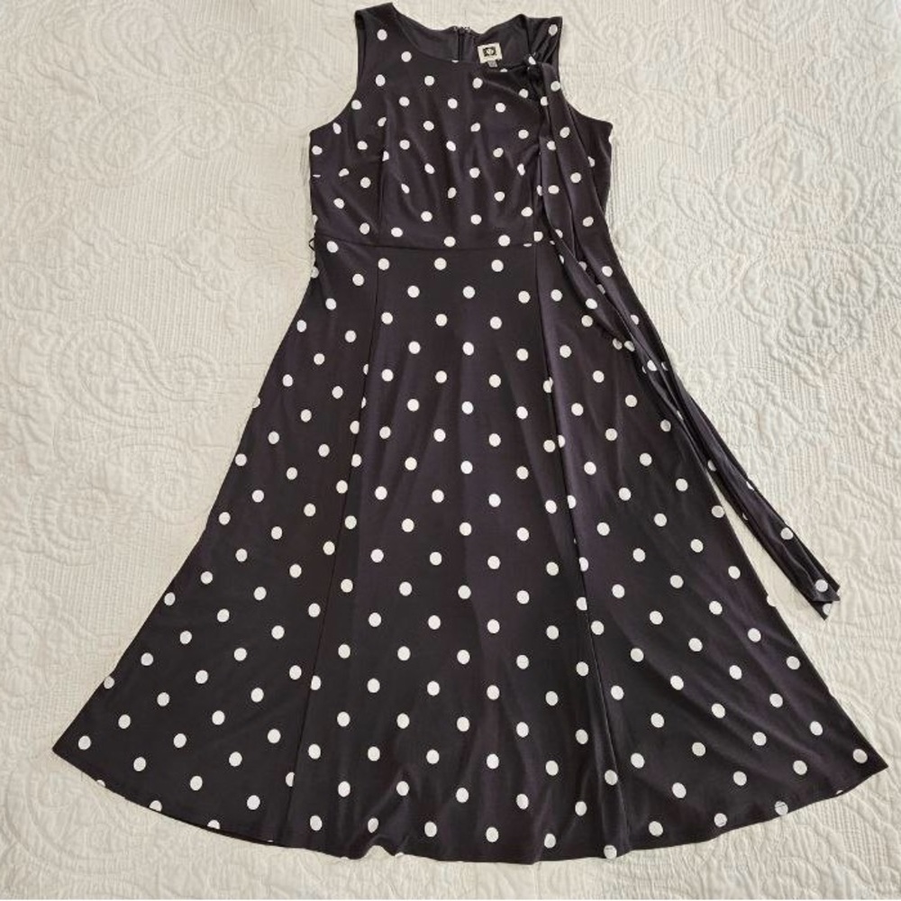 Anne Klein Black and White A-Line Midi Dress